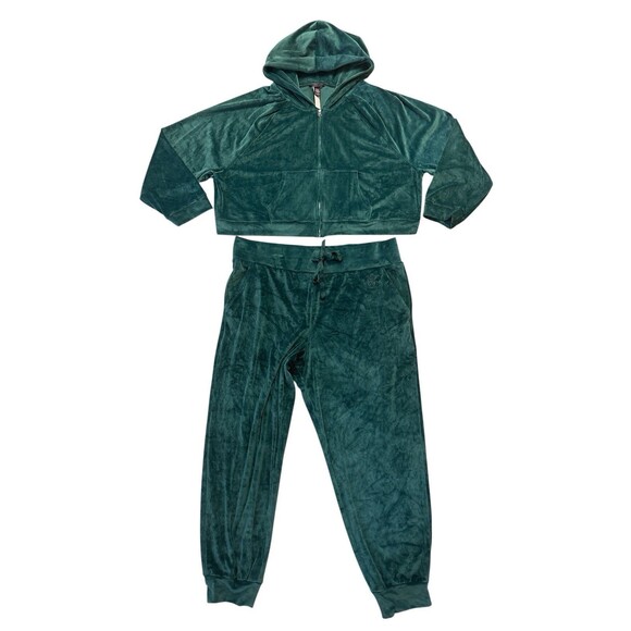 Victorias Secret Green 2 Piece Velour Tracksuit Outfit Y2K Inspired Size XXL - Picture 1 of 5